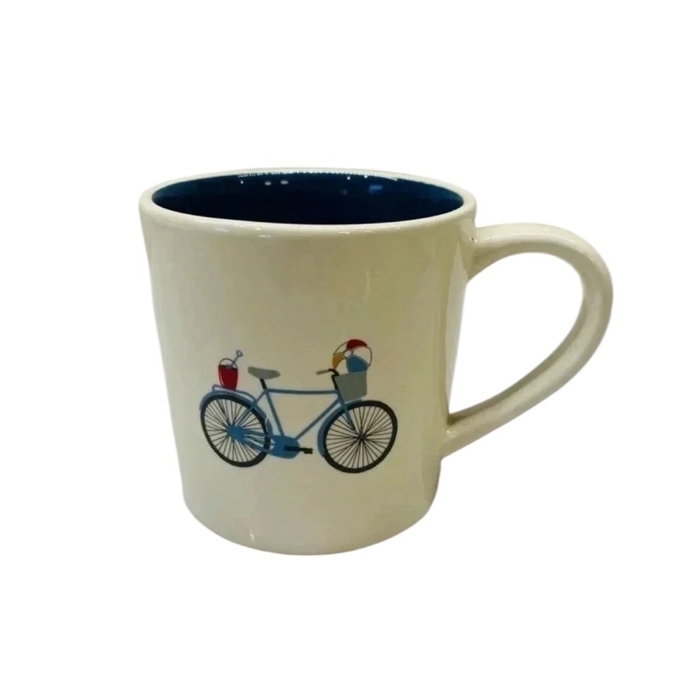 Beach Bound Bike Blue White Graphic Coffee Mug Large